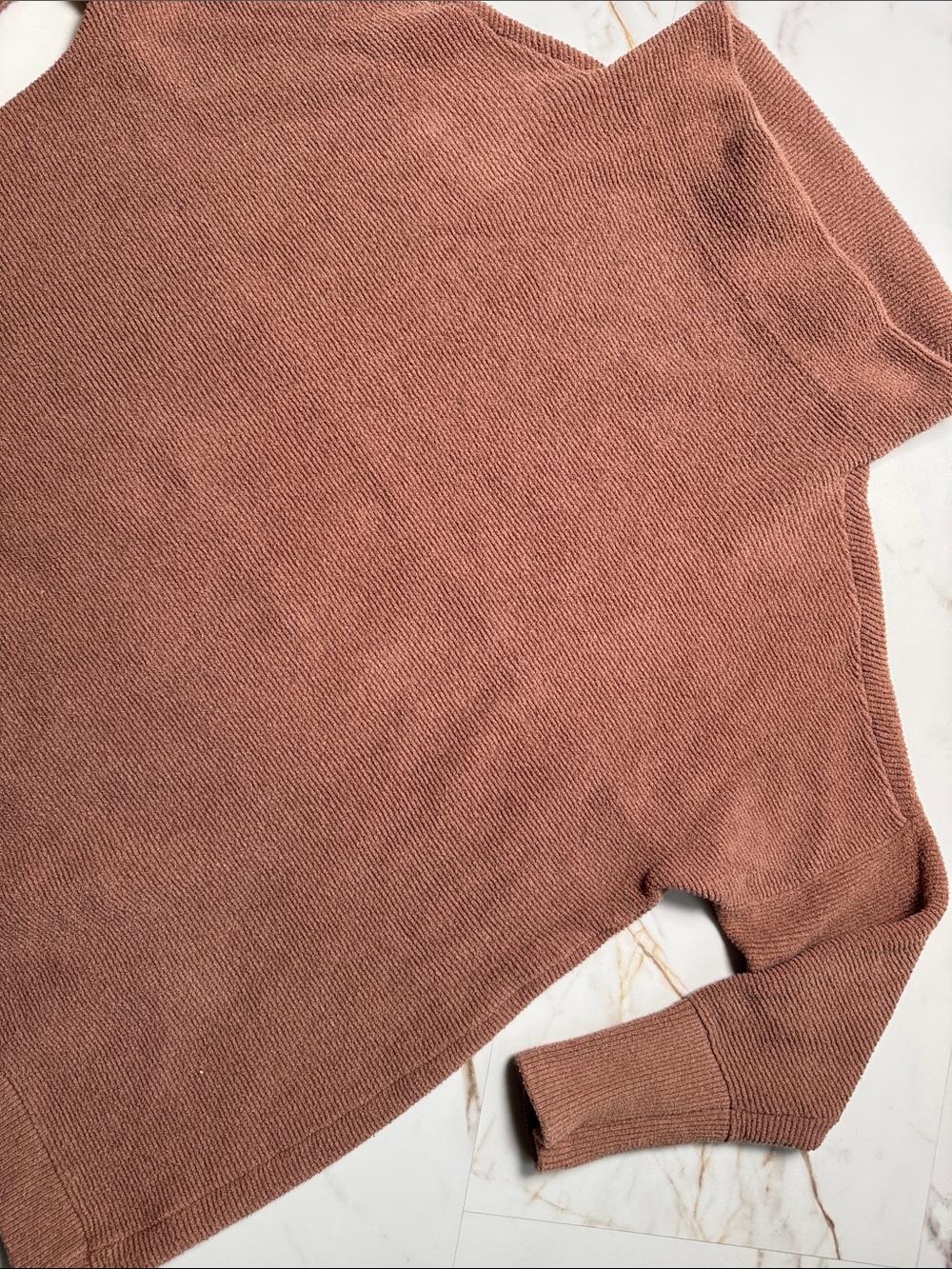 Free People Ribbed Cowl Neck Sweater Sz M Oversized Brown Comfy Fall